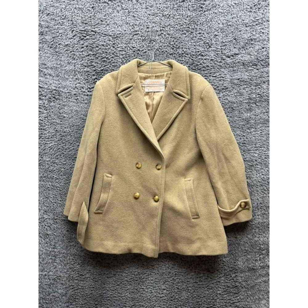 Vintage Pendleton Double Breasted 100% Virgin Wool Pea Coat Camel Women Size M/L